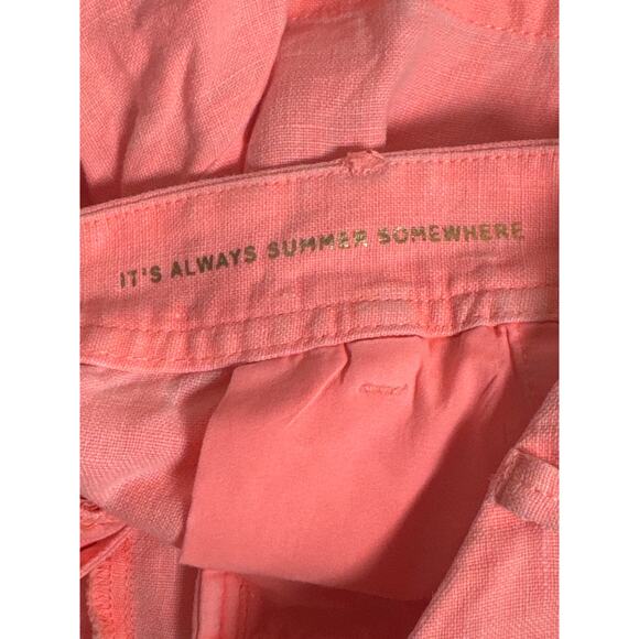 Lilly Pulitzer Linen Calla Shorts Coral Orange Pink Womens 0 Gold Button Resort - Picture 7 of 9